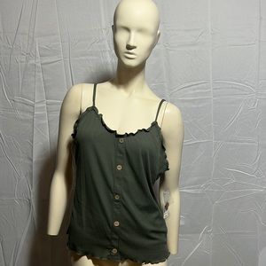 No Boundaries juniors button front tank top.